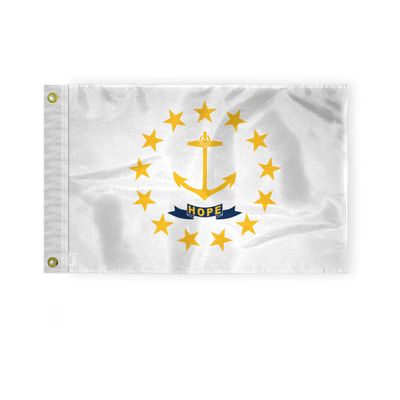 AGAS Rhode Island State Boat Flag 12x18 Inch - Double Sided Reverse Print On Back 200D Nylon - Brass Grommets Fade Proof Vivid Colors - State of Rhode Island Nautical Flag for Boat or Car