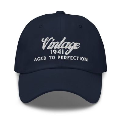 1941 80 Year Old Birthday Hat - Vintage 1941 Aged to Perfection- Hat for Man Woman - 80th Birthday Retro Gift Idea Navy