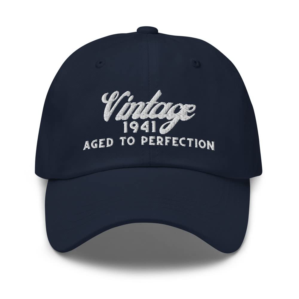 1941 80 Year Old Birthday Hat - Vintage 1941 Aged to Perfection- Hat for Man Woman - 80th Birthday Retro Gift Idea Navy