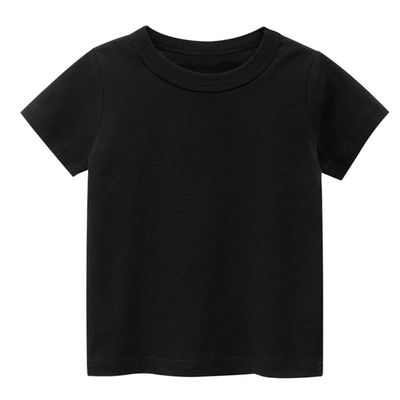 Little Boy Girl T-Shirts Tops, Kids Baby Short Sleeve Cotton Tops Tee Crew Neck Solid Color Shirts Summer Casual Clothes (Black,3-4T,3 Years,4 Years)