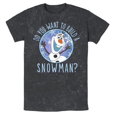 Disney Frozen Build a Snowman Young Men's Short Sleeve Tee Shirt Black