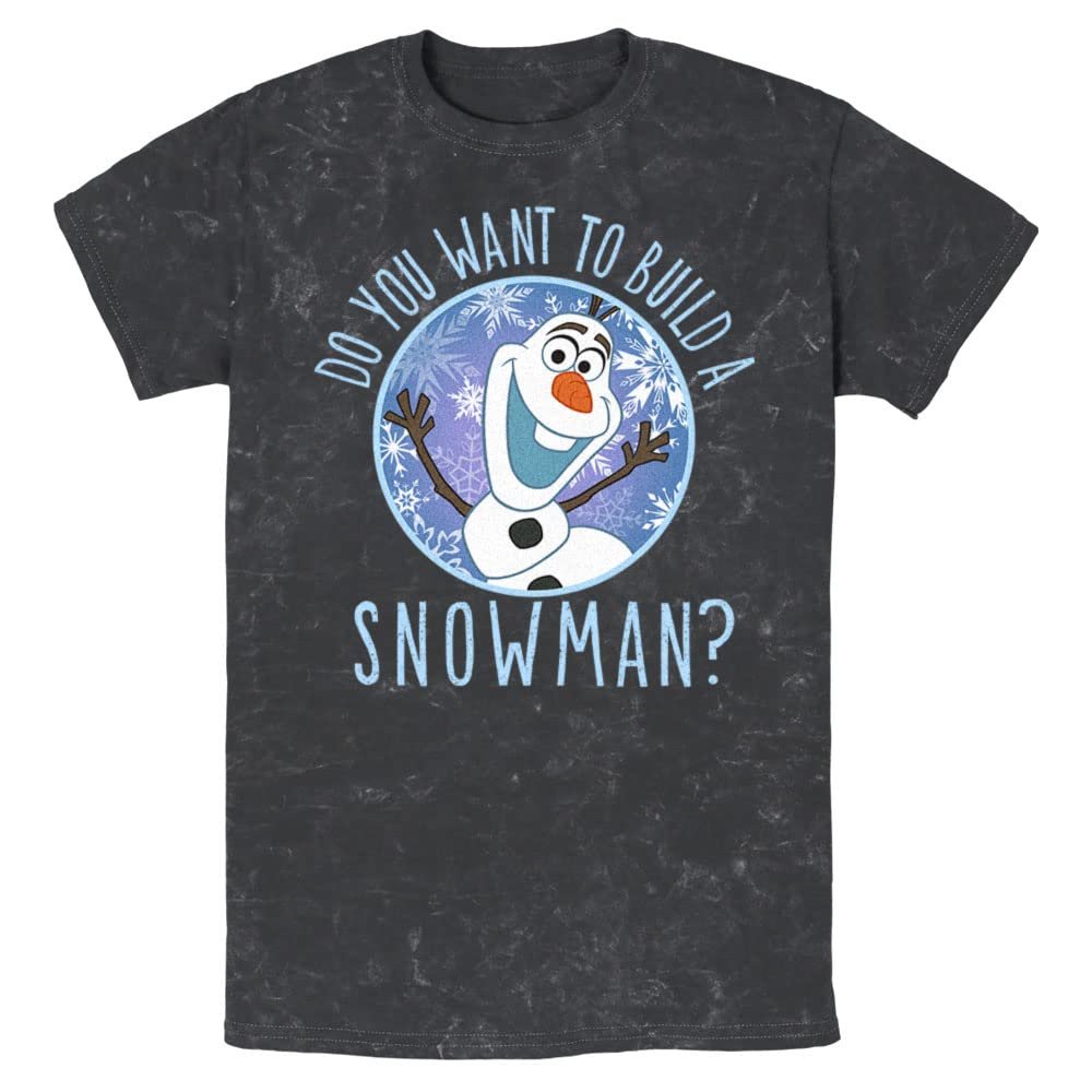 Disney Frozen Build a Snowman Young Men's Short Sleeve Tee Shirt Black