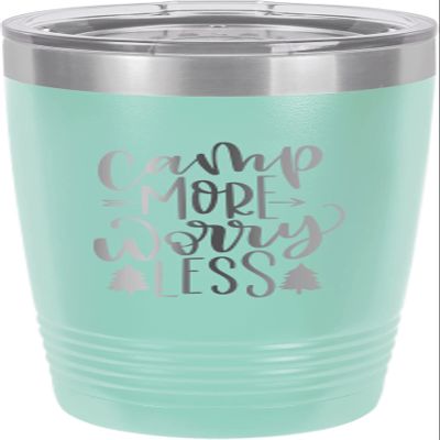 CustomGiftsNow Camp More Worry Less - Camping Stainless Steel Double-Wall Insulated Tumbler 20-Ounce Truck Car Travel Coffee Cup Mug with Lid