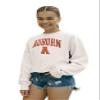 Auburn Tigers Womens Crop Crewneck Sweatshirt Vintage Arch Over White, Small view 1