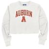 Auburn Tigers Womens Crop Crewneck Sweatshirt Vintage Arch Over White, Small view 3