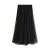 tuduoms Teen Girls Fairy Tulle Tutu Skirts Women Solid High Waist A-line Party Evening Cute Tea Length Flowy Midi Maxi Skirt Black view 1