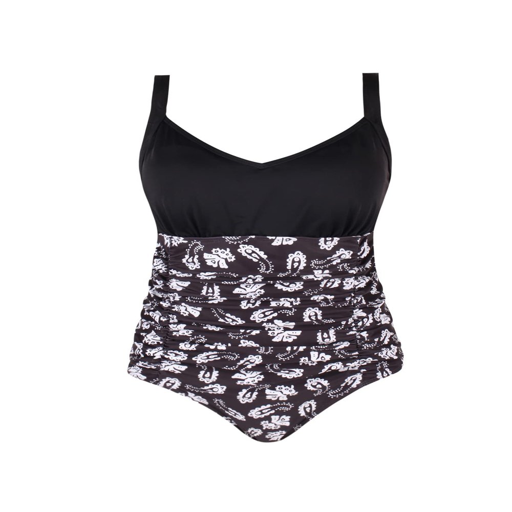JINXUEER Women's Plus Size Swimsuit Ruched Tummy Control Bathing Suits One Piece Vintage Swimwear