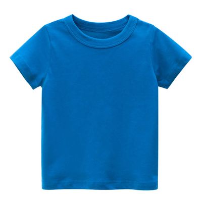 Little Boy Girl T-Shirts Tops, Kids Baby Short Sleeve Cotton Tops Tee Crew Neck Solid Color Shirts Summer Casual Clothes (Color Blue,1-2T,1 Year,2 Years)