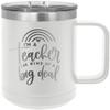CustomGiftsNow I'm A Teacher I'm Kind Of A Big Deal - Stainless Steel Double-Wall Insulated 15-Ounce Truck Car Travel Coffee Cup Tumbler Mug with Handle, Sliding Lid view 1