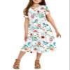 21KIDS Girls Floral Dress Kids Casual Short Sleeve Midi Dress with Pockets, White, 8 Years view 1