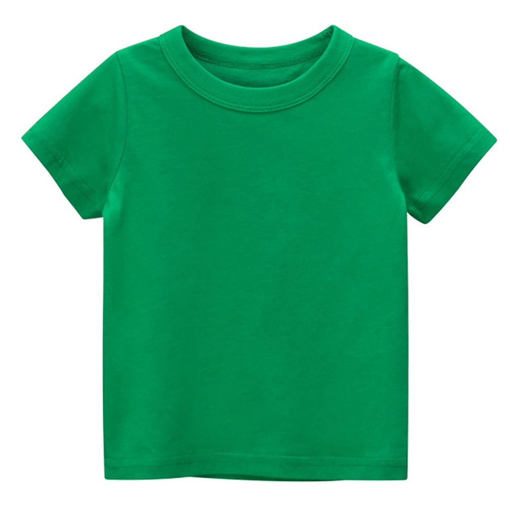 Little Boy Girl T-Shirts Tops, Kids Baby Short Sleeve Cotton Tops Tee Crew Neck Solid Color Shirts Summer Casual Clothes (Green,1-2T,1 Year,2 Years)