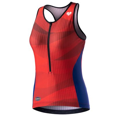 MY KILOMETRE Womens Triathlon Top Tri Singlet Racerback Performance Triathlon Top with Back Pockets