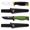 CuCut Survival Knife 2 pack, 3.5-inch Carbon Steel Blade, Black Non-Stick Finish with Hard Plastic Sheath to Belts, Soft TPR Handle Camping Knife for Outdoor, Survival, Fishing, Hiking view 1