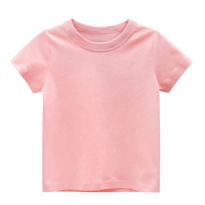 Little Boy Girl T-Shirts Tops, Kids Baby Short Sleeve Cotton Tops Tee Crew Neck Solid Color Shirts Summer Casual Clothes (Pink,6-7T,6 Years,7 Years)