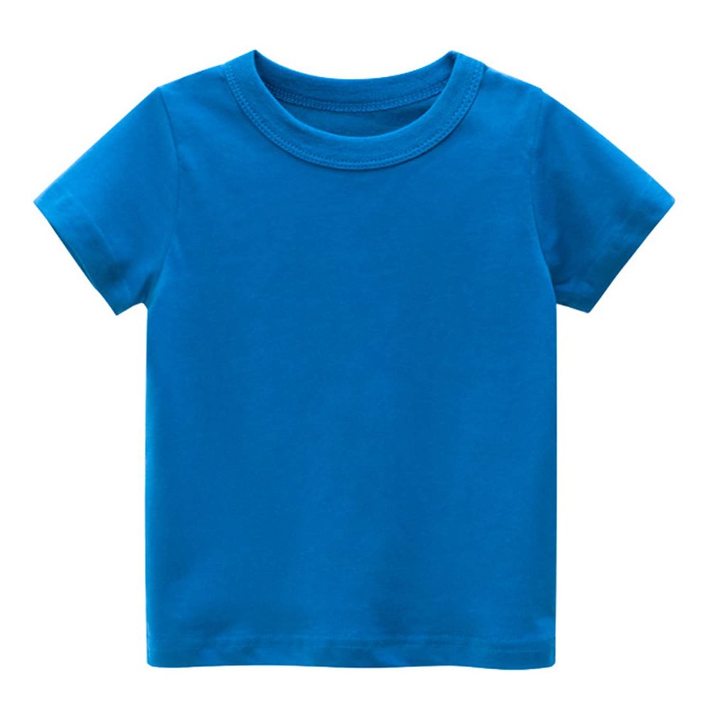 Little Boy Girl T-Shirts Tops, Kids Baby Short Sleeve Cotton Tops Tee Crew Neck Solid Color Shirts Summer Casual Clothes (Color Blue,4-5T,4 Years,5 Years)