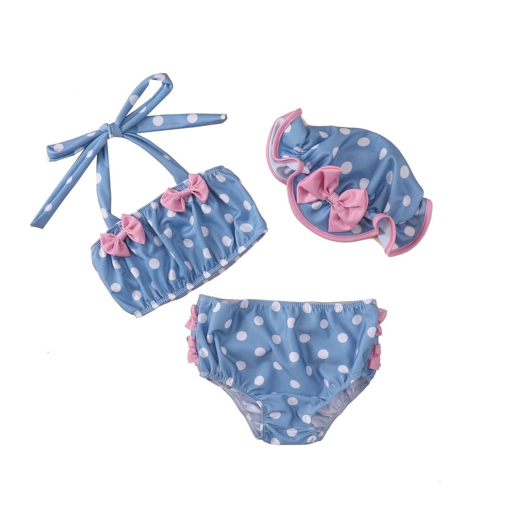 Thorn Tree Baby Girl Bikini Set Ruffle 2-Pieces Swimsuit Bathing Suit Summer Girls Beachwear (3Pcs Swimsuit Set B, 18-24 Months)