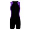 TSSOE Women's Sleeveless One Piece Swimsuits Zip Front Water Aerobics Sports Unitard Athletic Boyleg Purple XX-Large view 4