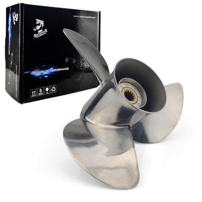 Boatman Outboard Propeller 13 7/8x19 Stainless Steel Fit Suzuki Boat Engines 60-140HP 3 Blades 13 Spline Tooth RH