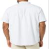 Amazon Essentials Men's Slim-Fit Short Sleeve Stretch Oxford Shirt with Pocket, Powder Blue Vertical Stripe, Large view 2
