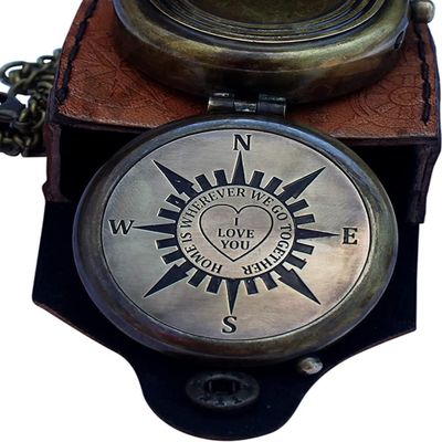 Camping Compass Engraved with Gift for Boyfriend Girlfriend, Engagement, Anniversary, Wedding Gift for Him - Gift for Husband, Fianc Birthday with Leather Case