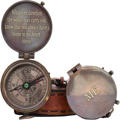 Engraved Compass Antique Compass Custom Gift Brass Compass Gift for Graduation, Anniversary, Baptism, Retirement, or Christmas - Vintage Style Working Compass