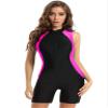 TSSOE Women's Sleeveless One Piece Swimsuits Zip Front Water Aerobics Sports Unitard Athletic Boyleg Rose XX-Large view 1