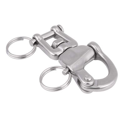 Swivel Eye Snap Shackle, Stainless Steel Quick Release Snap Hook Sailing Halyard Bail Rigging Boat Jaw Clip Marine Anchor Sailboat Hardware Accessories Replacement for Spinnaker Diving Kayak Yacht