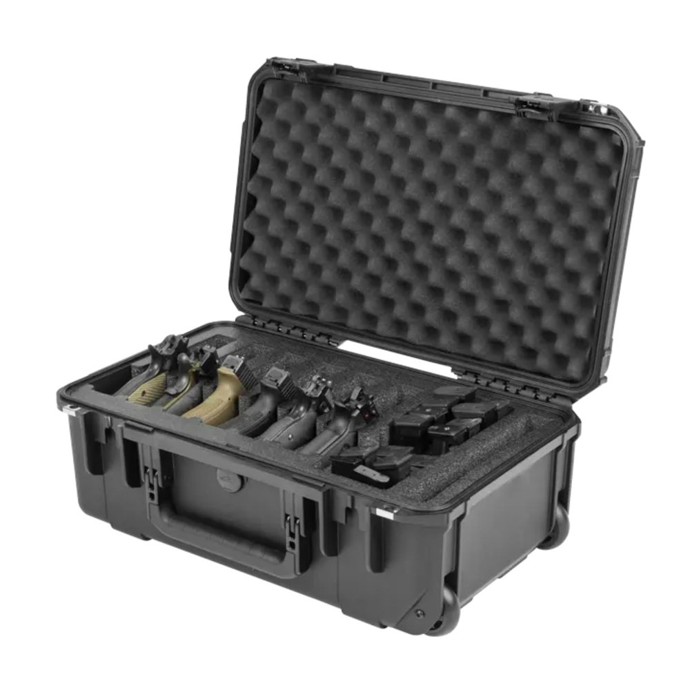 SKB Multi Hand Gun Case - 6 Gun Capacity, Custom Foam Interior, Waterproof, MIL-STD 810G - Secure Storage for Sport, Law Enforcement - Professional Grade - Heavy Duty - Easy to Use