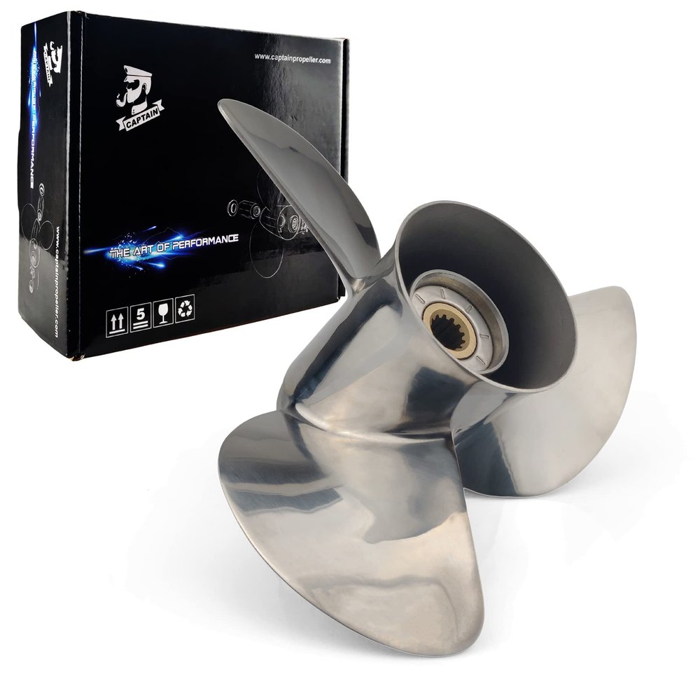 Boatman Outboard Propeller 13 7/8x21 Stainless Steel Fit Suzuki Boat Engines 60-140HP 3 Blades 13 Spline Tooth RH