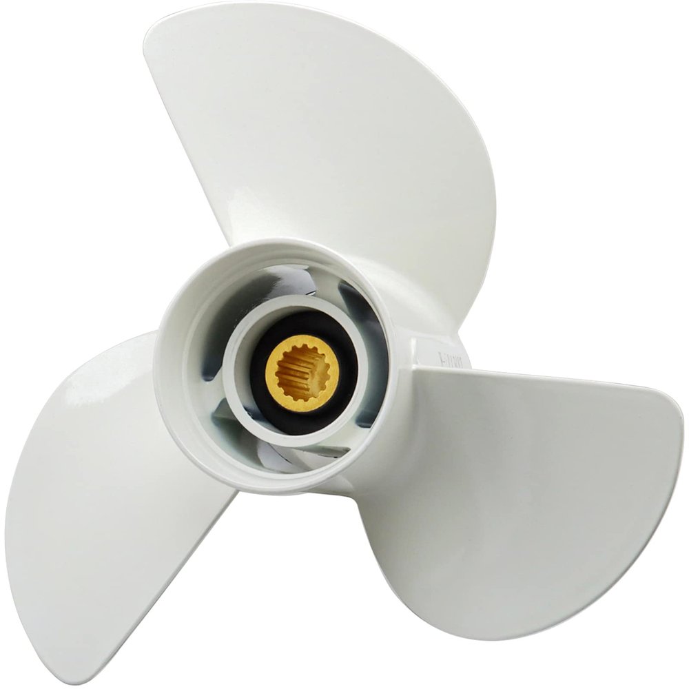 13 1/4 x 17-K Upgrade Aluminum Outboard Propeller- For Yamaha Engines 60HP 70HP 75HP 80HP 85HP 90HP 115HP 130HP15 Spline Tooth3-BladeRH, NO. 6E5-45945-01-EL,Boat Motor Aluminum Propeller, white