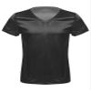 Fldy Men V Neck Short Sleeve Satin T-shirt Loose Slip On Pajamas Tops Loungewear Silky Nightshhirt Black X-Large view 4