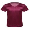 Fldy Men V Neck Short Sleeve Satin T-Shirt Loose Slip On Pajamas Tops Loungewear Silky Nightshhirt Burgundy X-Large view 4
