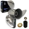 Boatman Outboard Propeller 14x19 Stainless Steel Fit Suzuki Boat Engines DT150-DT225 HP 3 Blades 15 Spline Tooth RH view 1