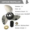 Boatman Outboard Propeller 14x19 Stainless Steel Fit Suzuki Boat Engines DT150-DT225 HP 3 Blades 15 Spline Tooth RH view 4