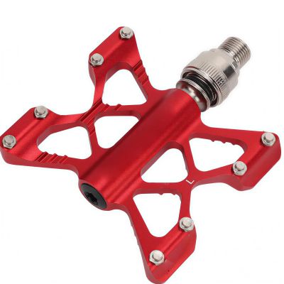 SPYMINNPOO 1 Pair K5 Quick Release Pedals Aluminum Alloy Bearing Pedals for Road Folding Bikes 4 Colors(Red (Boxed))