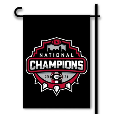 BSI PRODUCTS, INC. - Black Georgia Bulldogs 2021 National Football Champions 2-Sided Garden Flag - Includes Plastic Pole w/ Suction Cups - High Durability - Indoor & Outdoor Use - Great UGA Gift Idea