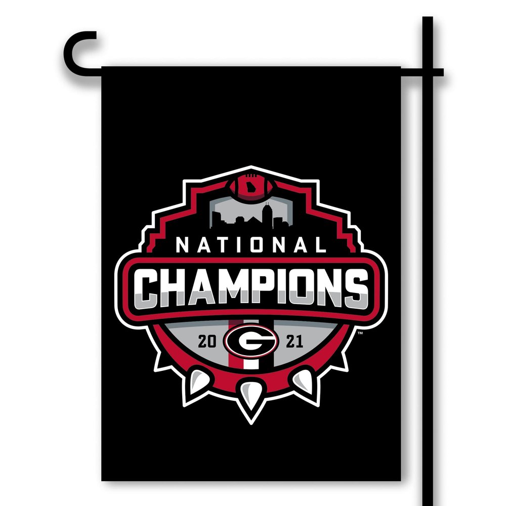BSI PRODUCTS, INC. - Black Georgia Bulldogs 2021 National Football Champions 2-Sided Garden Flag - Includes Plastic Pole w/ Suction Cups - High Durability - Indoor & Outdoor Use - Great UGA Gift Idea