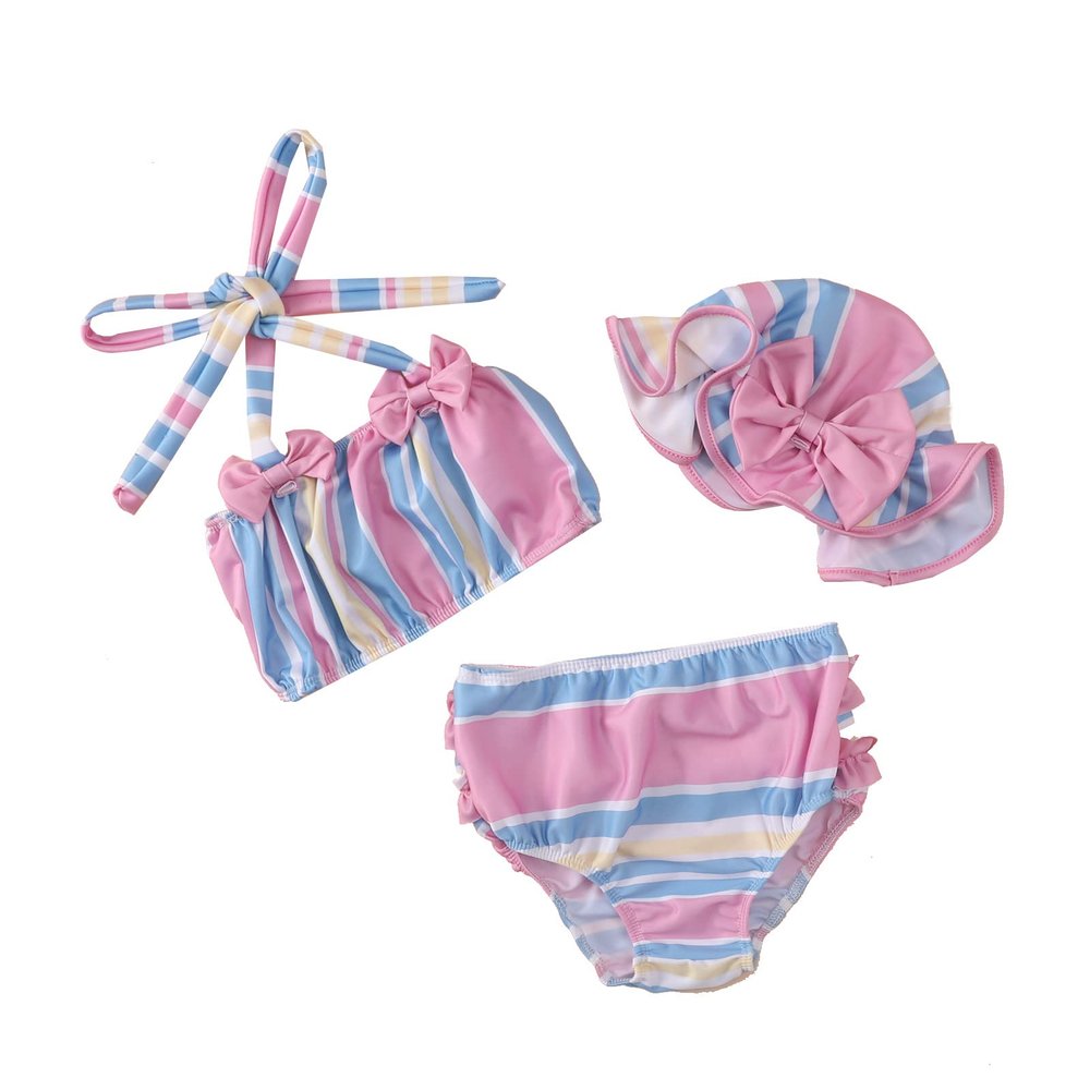 Thorn Tree Baby Girl Bikini Set Ruffle 2-Pieces Swimsuit Bathing Suit Summer Girls Beachwear (3Pcs Swimsuit Set A, 18-24 Months)