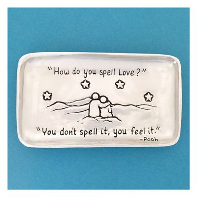 Basic Spirit Small Pewter Jewelry Tray - How do you spell Love - Home Decorative Bowl Christmas Gift, Jewelry Display, Ring Holder Storage Display Organizer Valentines Days
