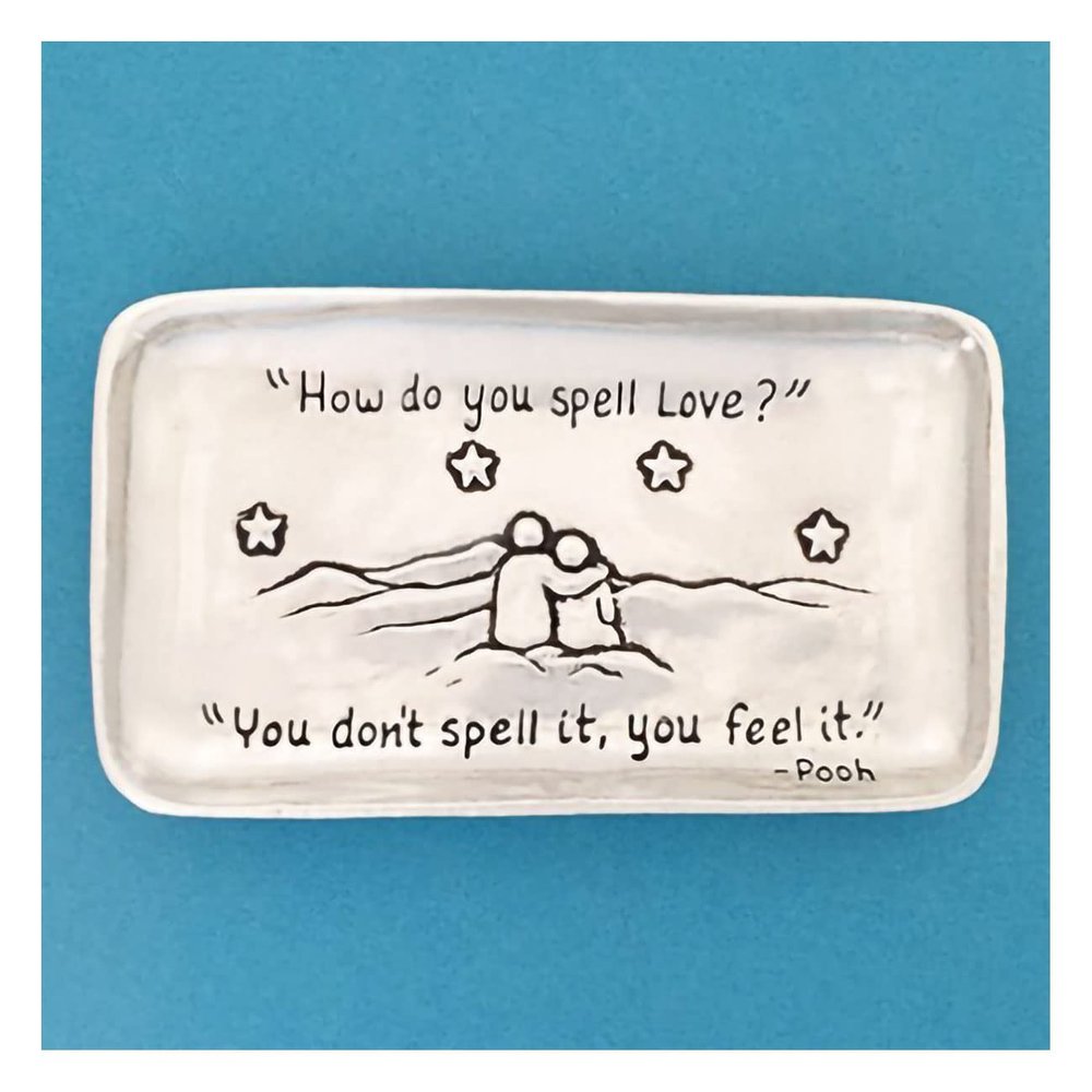 Basic Spirit Small Pewter Jewelry Tray - How do you spell Love - Home Decorative Bowl Christmas Gift, Jewelry Display, Ring Holder Storage Display Organizer Valentines Days