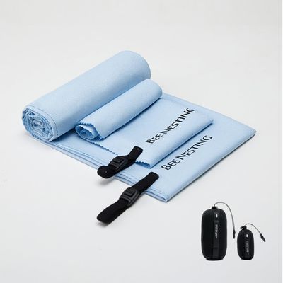 Bee Nesting Ultralight Quick Dry Towels in XLarge & Small Sizes with Compact Packable Pocket Microfiber Towel for Backpacking Travel Beach Hiking Swimming Sports & Yoga (Blue 2 Set)