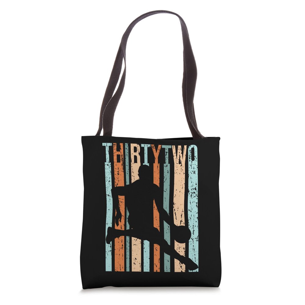 32nd Birthday Mens Basketball Retro Vintage Distressed Style Tote Bag