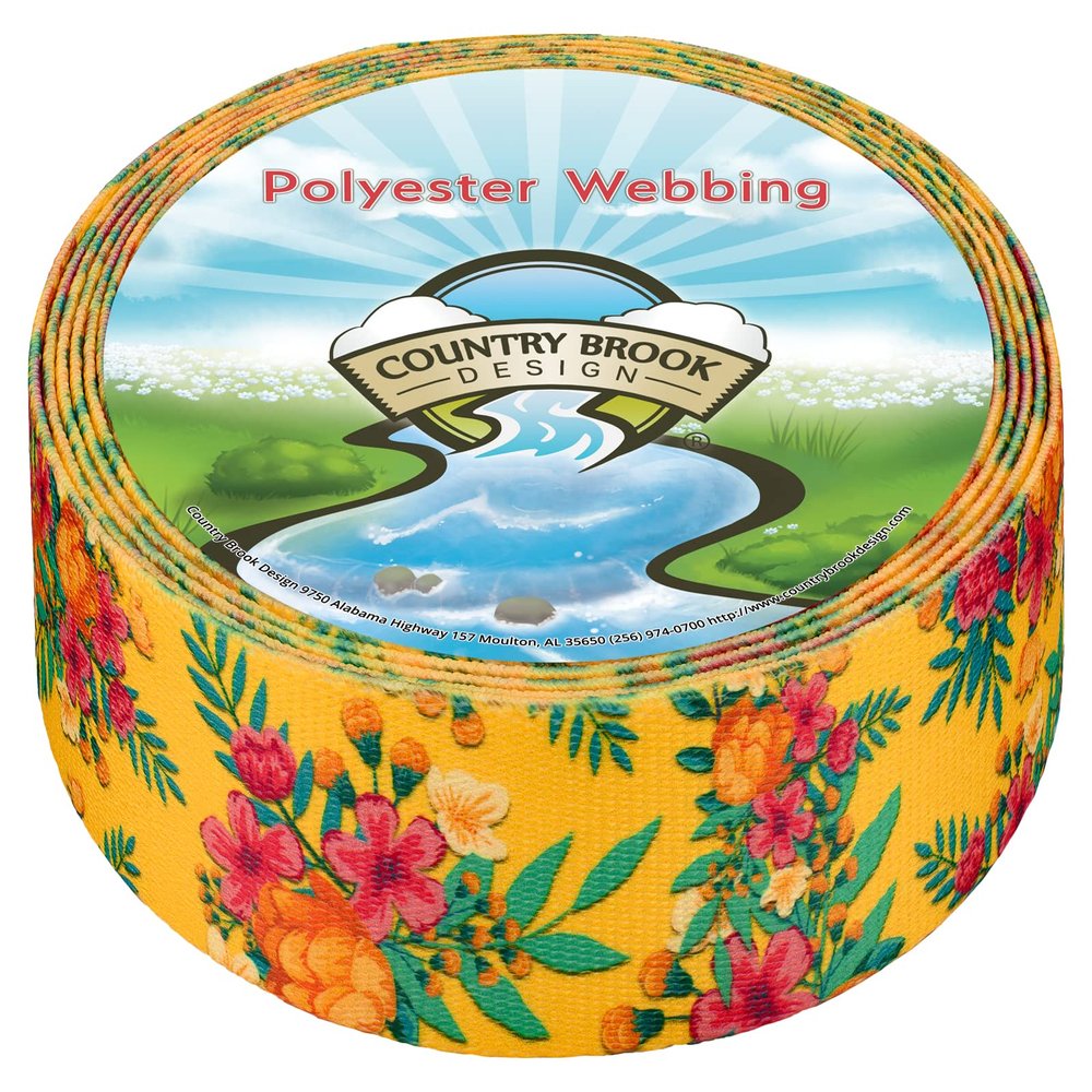 Country Brook Design - Tropical Floral Polyester Webbing (1 1/2 Inch, 10 Yards)