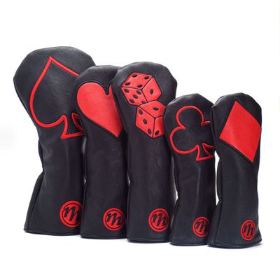 Playing Card Applique Fairway Headcovers Suit, Black (Fairway Headcover Suit (5 Items))