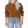 Amazon Essentials Women's Cable Knit Sweater, Soft-Touch Modern Crewneck, Dark Camel, Small, Plus Size Available view 1