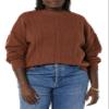 Amazon Essentials Women's Cable Knit Sweater, Soft-Touch Modern Crewneck, Dark Toffee Brown, XX-Large, Plus Size Available view 4