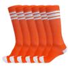 3 Pairs of juDanzy Knee High Boys or Girls Stripe Tube Socks for Soccer, Basketball, Uniform and Everyday Wear (10-15 Years, Orange With White Stripes (3 Pairs)) view 1