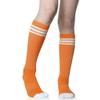3 Pairs of juDanzy Knee High Boys or Girls Stripe Tube Socks for Soccer, Basketball, Uniform and Everyday Wear (10-15 Years, Orange With White Stripes (3 Pairs)) view 2
