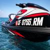 Boat Registration Numbers and Letters Domed 3D Finish Super Wake Font Style (White Center/Chrome Outline) view 2