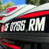 Boat Registration Numbers and Letters Domed 3D Finish Super Wake Font Style (White Center/Chrome Outline) view 3
